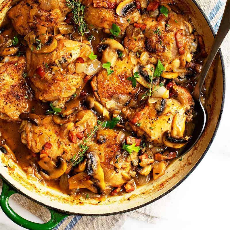 French cuisine chicken recipes - Coq Au Vin Blanc