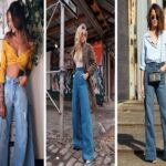 Outfit with wide-leg jeans is the most beautiful for girls